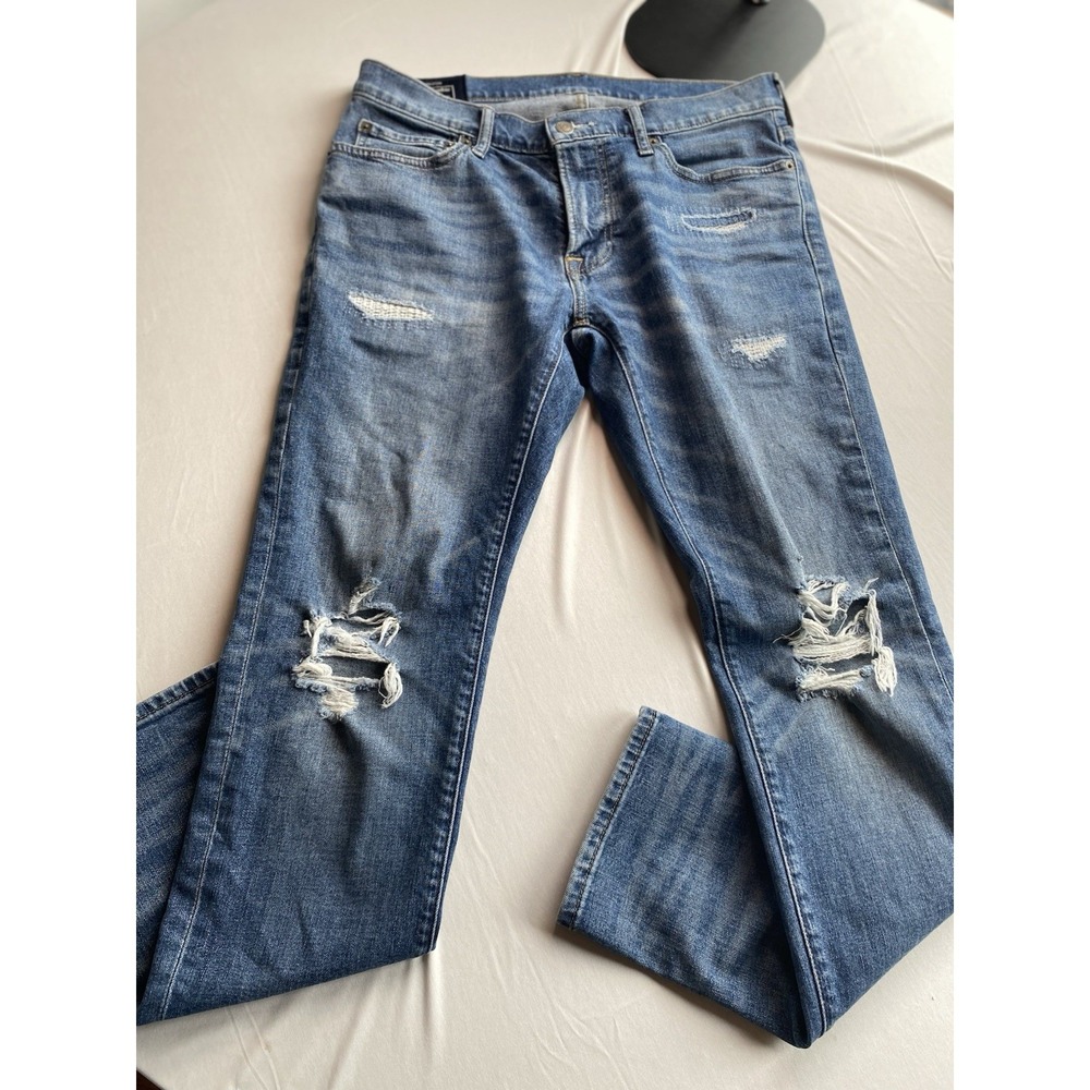 Abercrombie & Fitch Felix Super Skinny Jeans 32x30 Distressed Ripped Blue Mens